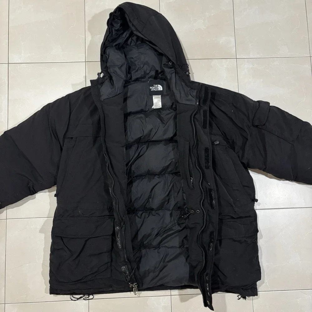 The North Face Goose Down Parka Jacket Heavy Black Men's XL Y2K Zip Winter Ski